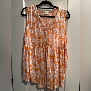 Cynthia Rowley Peach and White Floral Blouse